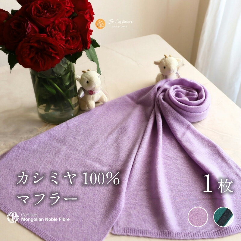 【ふるさと納税】『Noble Fibre』100％カシミヤ・マフラー 1枚 選べる カラー 2色 ラベンダー 緑インターシャ カシミヤ糸 インターシャ 模様 ファッション おしゃれ 肩掛け 衣類 季節の変わり目 お取り寄せ 大阪府 泉佐野市 送料無料