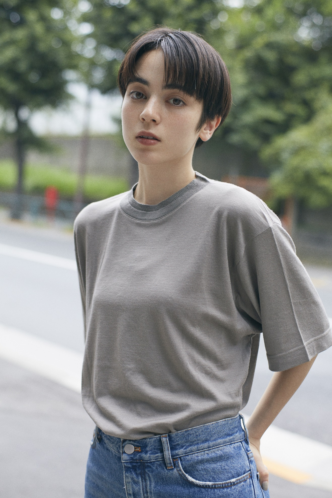
[60-06] 【尾州産】想像を覆す極上メリノウール100%Tシャツ（ライトグレー）
