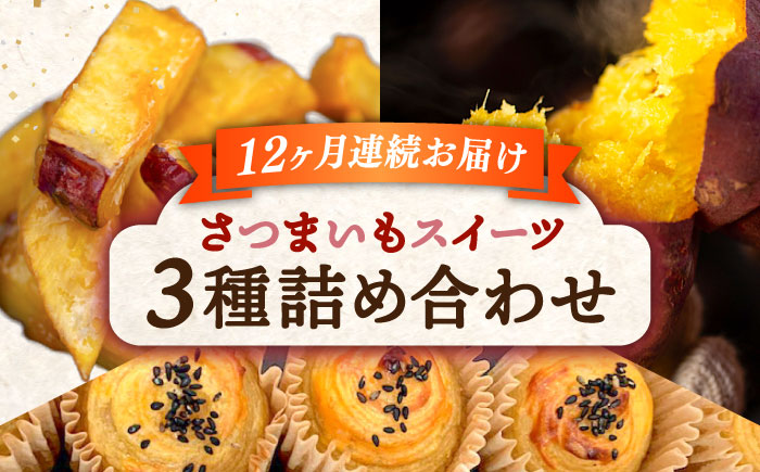 【全12回定期便】ねっとり濃厚！【てくてくのさつまいもスイーツ 3種詰め合わせ 焼き芋 スイートポテト 大学芋 さつまいも スイーツ 江田島市/峰商事 合同会社[XAD041]