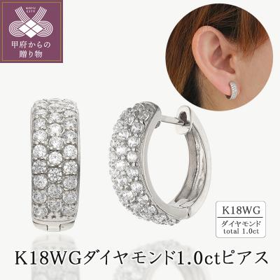 ふるさと納税 甲府市 K18ホワイトゴールド ダイヤモンド1.0ctピアス 43-6250