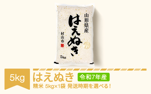 米 5kg 5kg×1 はえぬき 精米 令和7年産 2026年6月中旬 mk-haxxa5-s6b