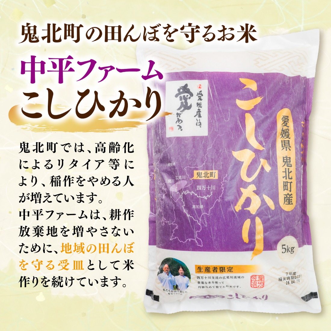 【先行予約】【令和8年産】鬼北町産 中平ファーム こしひかり 5kg 【米屋仕上げ】| R8年産 新米 精米 白米 ご飯 米 コシヒカリ お米のまつや 株式会社ドイ 愛媛県鬼北町 ※2026年9月～発送