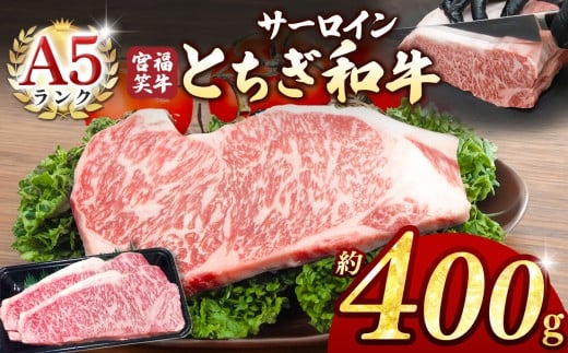 宮福笑牛(とちぎ和牛) A5 サーロインステーキ 約200gx2枚  | 牛肉 和牛 ステーキ サーロイン ステーキ ステーキ用 旨味 美味しい 肉 お肉  栃木県共通返礼品 栃木県 真岡市 