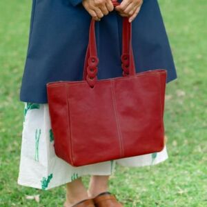 ヌメ革A4トートバッグ（レザー 牛ヌメ革）≪ボルドー≫【hrn15】