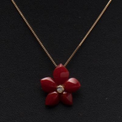 ふるさと納税 室戸市 【高品質】赤サンゴの花型ペンダント |  | 01