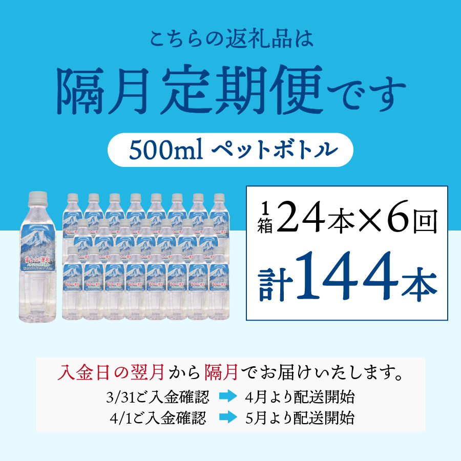 【6か月お届け】富士山の麗水 500ｍl 24本