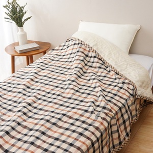 DAKS シール織／ガーゼ リバーシブル綿毛布(毛羽部分)｜ブランケット 膝掛け 快眠 快適 熟睡 睡眠 [4521]