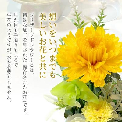 ふるさと納税 古賀市 プリザーブドフラワー仏花 高さ27cm幅12cm 黄色系 |  | 01
