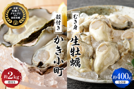 【先行受付】【2025年12月より発送】丸十水産 生牡蠣 特選むき身 400g 殻付き かき小町 約2kg (10～14個) セット ku003-003-25