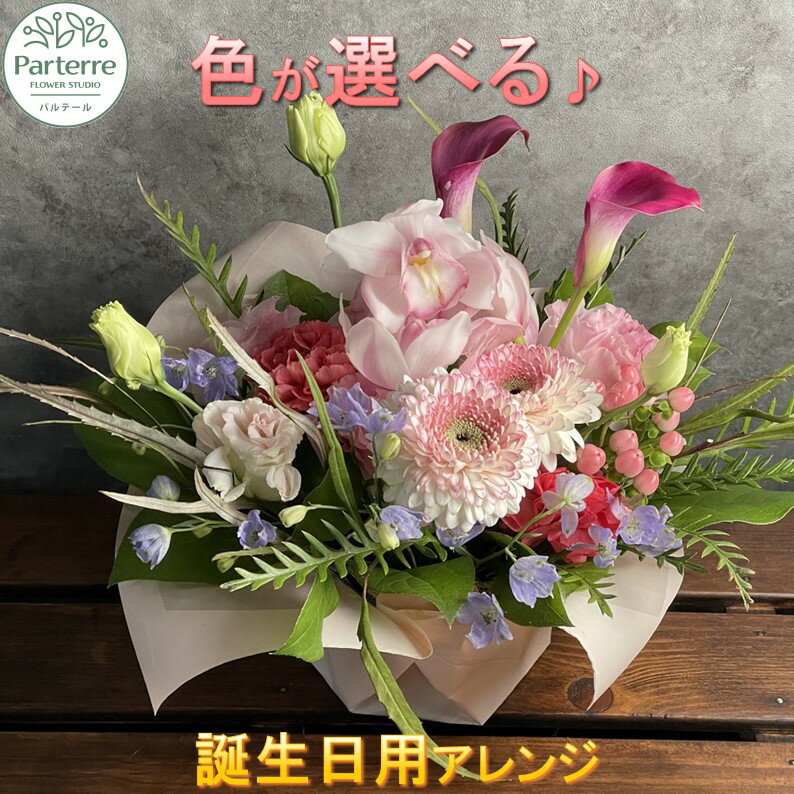【ふるさと納税】誕生日に贈る 花 季節のフラワーアレンジメント Birthday 生花 誕生日 色が選べる (日付指定可能 ※対象外期間あり) お祝い 父の日 記念日 プレゼント 送別会 名入れ おしゃれ 花束 贈り物 イメージカラー 花工房パルテール