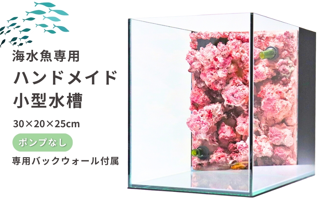 【海水魚専用】ハンドメイド小型水槽 ポンプ無し 30×20×25cm　（サーチライフクラフト）