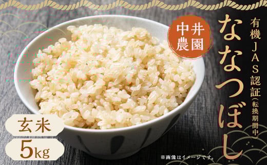 【令和7年産】 有機JAS 蘭越産 ななつぼし 5kg 玄米（転換期間中）（中井農園）米 お米 こめ ごはん ご飯 おいしい 美味しい 【2025年10月上旬～2026年3月下旬発送予定】