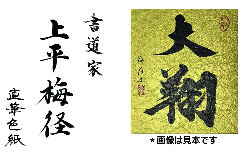 099H4650 書道家による直筆書 上平梅径 直筆書(金2字)