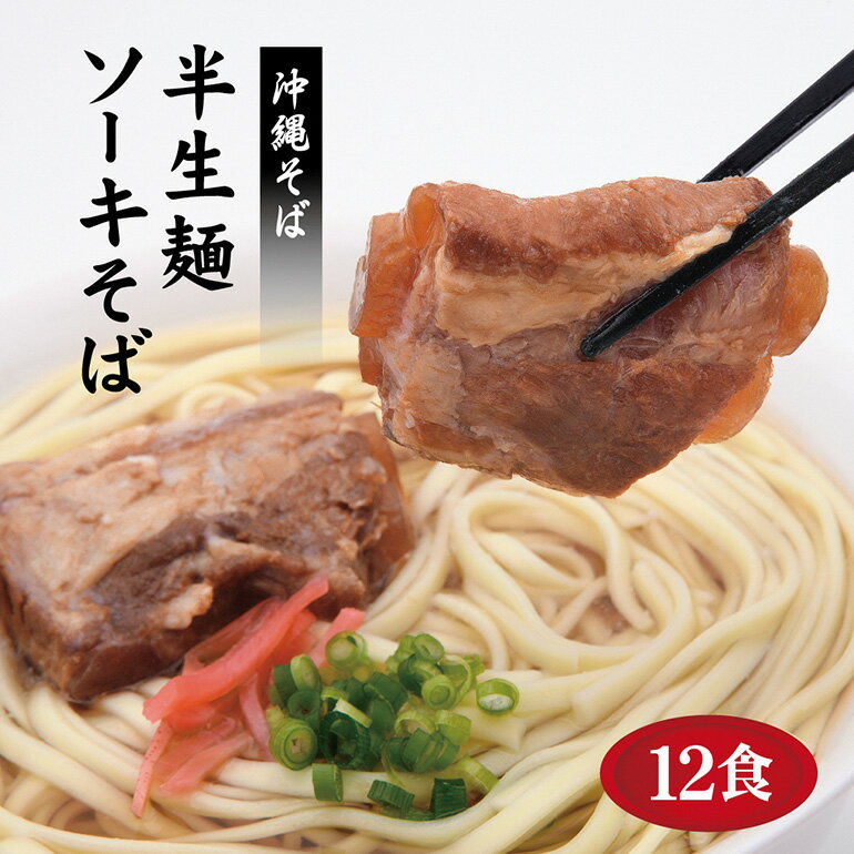 沖縄そば 12食 老舗 サン食品 軟骨 ソーキそば ソバ 蕎麦 豚肉 麺 だし ご当地グルメ かつお スープ グルメ 半生麺 ギフトセット 常温 長期保存 90日 ソウルフード 贈り物 ギフト プレゼント 糸満市 18000円