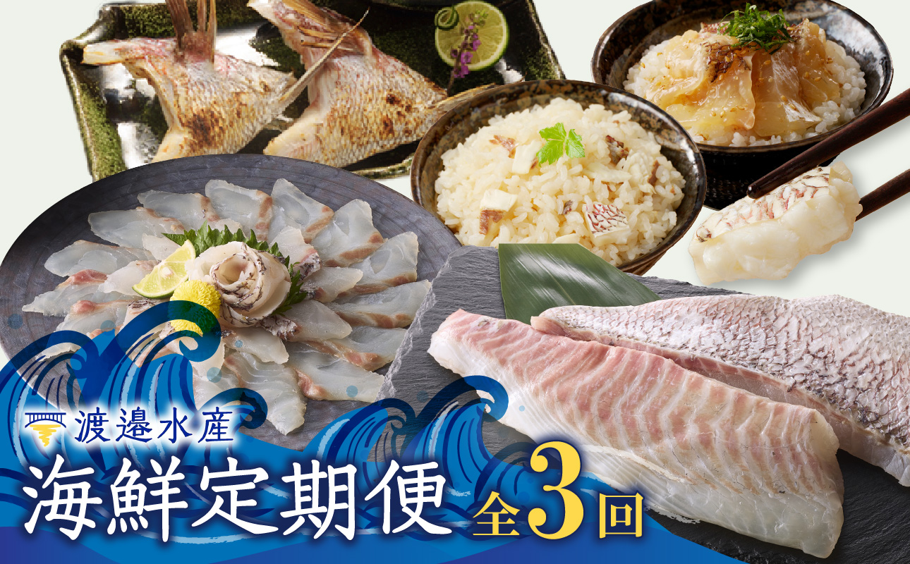 【3回定期便】渡邉水産・海鮮定期便 ／ 穂州鯛 ブランド鯛 産地直送 真鯛 マダイ 鯛 タイ サク 柵 鯛しゃぶ カマ 松皮造り 鯛茶漬け お茶漬け 切り身 鯛めし 加工品 魚 魚介 海鮮 養殖 国産 定期便 冷凍