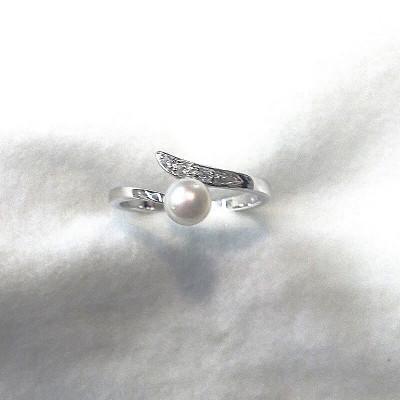 ふるさと納税 伊勢市 リング・テール(淡水本真珠・ボタン)SV製　1921