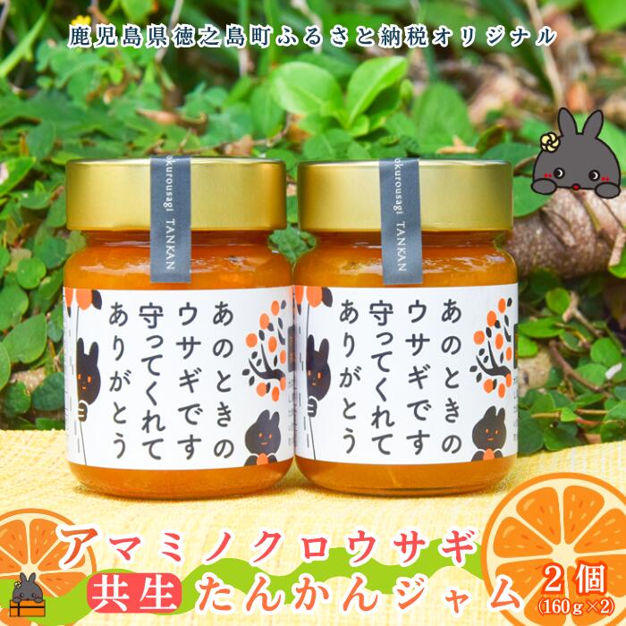 【ふるさと納税】《徳之島町オリジナル！》アマミノクロウサギ共生たんかんジャム 2個（160g×2）　( ジャム アマミノクロウサギ ウサギ うさぎ 共生 自然保護 たんかんジャム たんかん パッションフルーツ フルーツ 果物 徳之島 鹿児島 美農里館 世界自然遺産 武蔵野大学 )