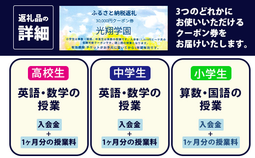 K-12 鹿島市の学習塾 【光翔学園】 中学生・高校生（英語・数学） 小学生（算数・国語）｜入会金＋1か月分授業料（2教科） 佐賀県 鹿島市 