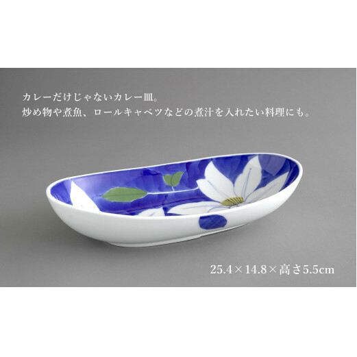 有田焼 食洗機対応 鉄仙花カレー皿 2点セット【泰山】食器 器 うつわ 皿 楕円皿 ボウル A45-287_イメージ2