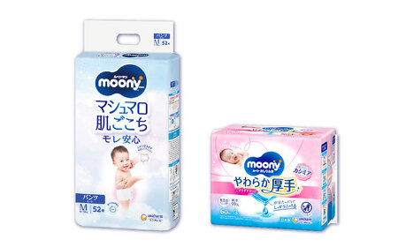 ムーニー  Mサイズたっち 52枚×1パック + やわらかおしりふき厚手詰替え用 60枚×3パック おむつ オムツ 紙オムツ 紙おむつ パンツタイプ Mサイズ Mたっちサイズ おしりふき 厚手 詰め替え ムーニー moony