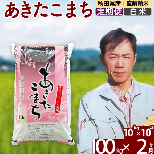 ※令和7年産※《定期便2ヶ月》秋田県産 あきたこまち 100kg【白米】(10kg袋) 2025年産 お届け周期調整可能 隔月に調整OK お米 みそらファーム [みそらファーム 秋田 お米 あきたこまち 米どころ 東北 北秋田市 秋田県産 冷めてもおいしい おにぎり おむすび お弁当 白米]