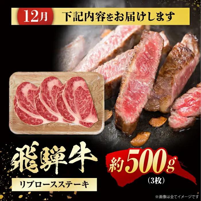 【4回定期便】 特選 飛騨牛 肩ロース リブロースステーキ 計2.6kg / / 浅井商店[AWBJ011]