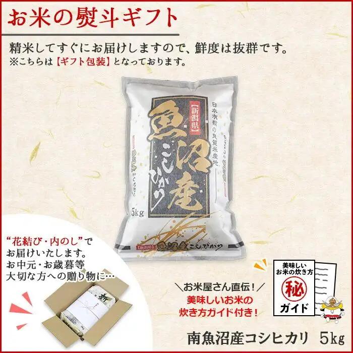 【令和7年】【無地熨斗】新潟県 南魚沼産 コシヒカリ お米 5kg 精米済み （お米の美味しい炊き方ガイド付き）