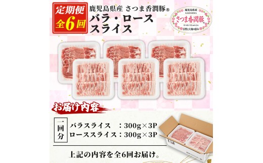 6か月定期便 さつま香潤豚 ロース・バラ焼き材用（生姜焼き・豚丼・焼肉）【01-110-27-TK】