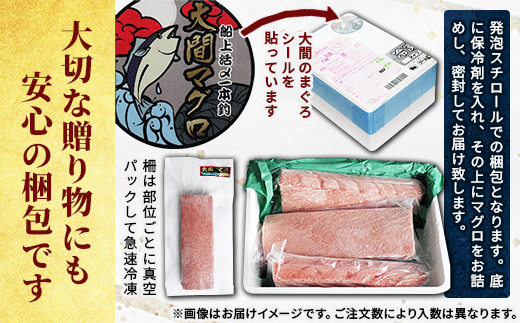 大間産本マグロ 3種セット(大トロ・中トロ・赤身) 合計600g前後【配送不可地域：離島】