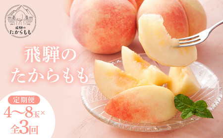【数量限定/先行予約】≪定期便3回≫ 飛騨のたから桃 食べ比べ定期便4～8玉 糖度11度以上｜7月・8月・9月にお届け！ 桃 GH105