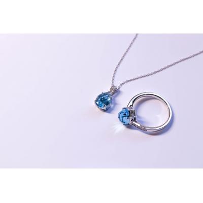 ふるさと納税 甲府市 K18WG スイスブル-トパーズ ローズカット ダイヤモンドネックレスVO0073PK18WG |  | 03