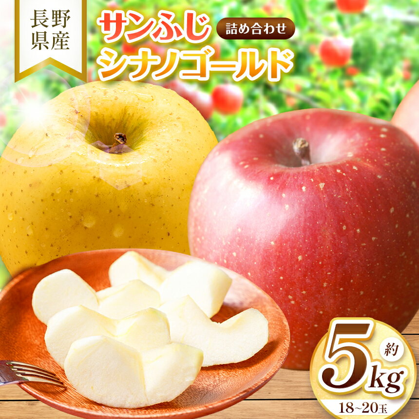 【ふるさと納税】【先行受付：11月～発送】 サンふじ、シナノゴールド詰め合わせ　5kg(18～20玉)｜ふるさと納税 松本市 りんご 林檎 果物 フルーツ 詰め合わせ サンふじ シナノゴールド