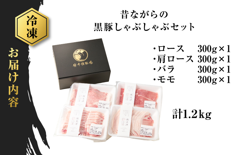 昔ながらの黒豚しゃぶしゃぶセット1.2kg＜ロース、肩ロース、バラ、モモ＞　K125-006