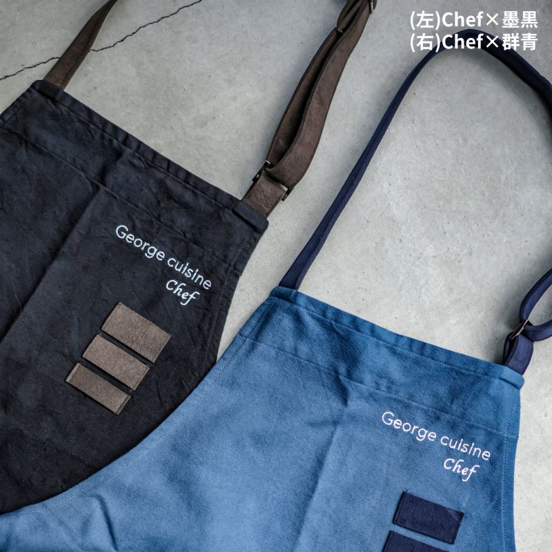 【ふるさと納税】THE TABLIER（ザ・タブリエ）George cuisine×SEWING TAKEUCHI エプロン 墨黒 群青 Chef Apprenti 選べるカラー George ミシュラン フレンチシェフ YouTube エプロン ソーイング竹内 播州織 サスティナブル 料理人 兵庫県