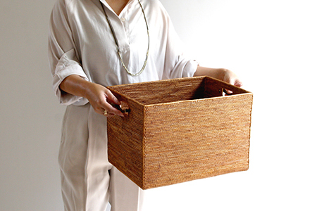 アタ ウエーブ取っ手収納ボックス（無地・W36×D26×H24）　BAX-444SIN