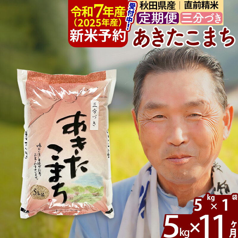 【ふるさと納税】※令和7年産 新米予約※《定期便11ヶ月》秋田県産 あきたこまち 5kg【3分づき】(5kg小分け袋) 2025年産 お届け時期選べる お届け周期調整可能 隔月に調整OK お米 おおもり