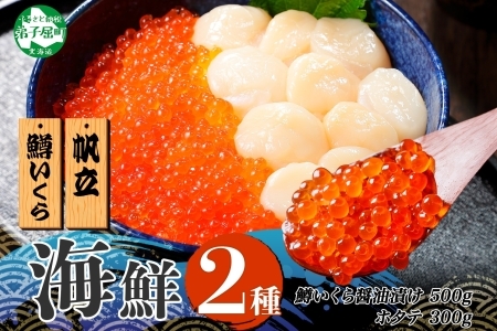 3340. 2種 海鮮丼 鱒 いくら醤油漬け100g前後×5 約5-6人前 ホタテ 帆立 ほたて 300g セット いくら イクラ いくら醤油 魚卵 ます マス 海鮮 送料無料 北海道 弟子屈町