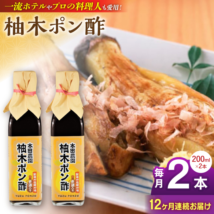 【全12回定期便】柚木ポン酢 200ml 2本 柚子 熊本 山都町【本田農園】[YDL042]