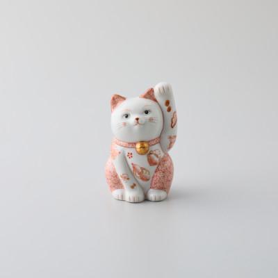 ふるさと納税 能美市 九谷焼　まねき猫　左手　赤絵細描宝尽くし文まねきねこ　福島礼子作