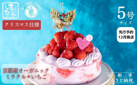 《2025年12月発送》【むしやしない】京都産オーガニックミラクル＊いちご｜クリスマスケーキ グルテンフリー ホールケーキ