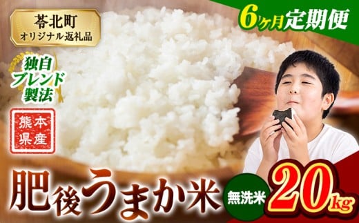 【6か月定期便】米 無洗米 熊本県産 肥後うまか米 20kg(5kg×4袋) 精米 こめ  コメ お米 おこめ ブレンド米《申込月の翌月から出荷開始》熊本県産  コメ お米 おこめ