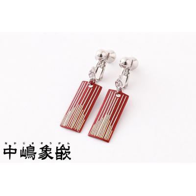 ふるさと納税 京都市 【中嶋象嵌】長四角　ピアス〈ライン〉