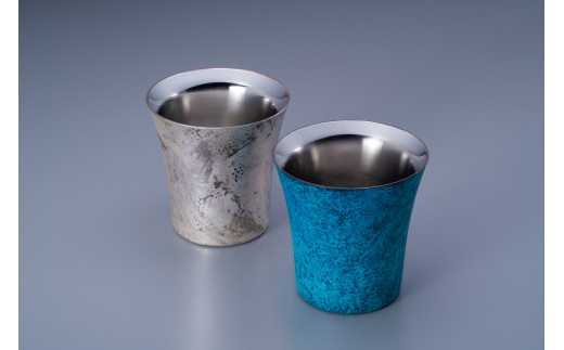 折燕ORI-EN 二重タンブラー260ml 2個組 BLUE・ANTIQUE SILVER FC144001