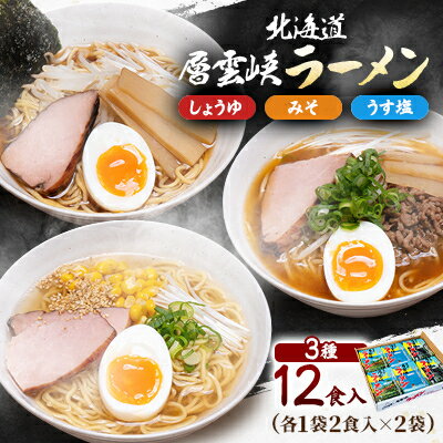 【ふるさと納税】北海道層雲峡ラーメン詰め合わせ　12食入り【401】【1087087】