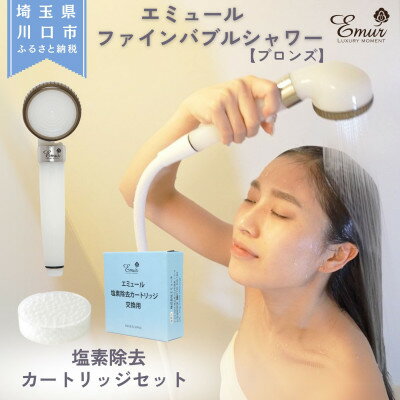 【ふるさと納税】エミュールファインバブルシャワー(ブロンズ)と塩素除去カートリッジ1個セット【1619325】