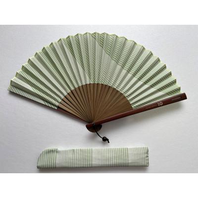 ふるさと納税 白山市 牛首紬　扇子セット(親彫木玉付):緑