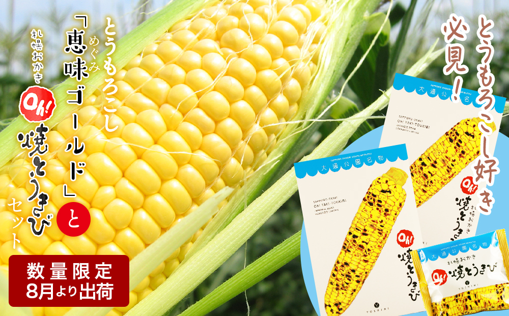 《 2025年 先行予約 》とうもろこし好き必見！とうもろこし「 恵味ゴールド 」と 札幌おかきOh！ 焼とうきび 2箱セット とうきび とうもろこし 野菜 コーン 菓子 お菓子 おかき 北海道 千歳
