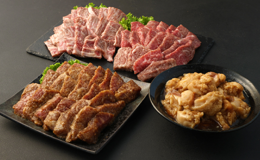 鹿児島 黒牛 焼肉 セット（ 4種 盛り ） 計約1.2kg 徳の塩 ・ ダイヤ セット 計約230g 総計約1.43kg 【セット】 天城町産 鹿児島育ち 黒毛和牛 和牛ロース 和牛カルビ 国産 鹿