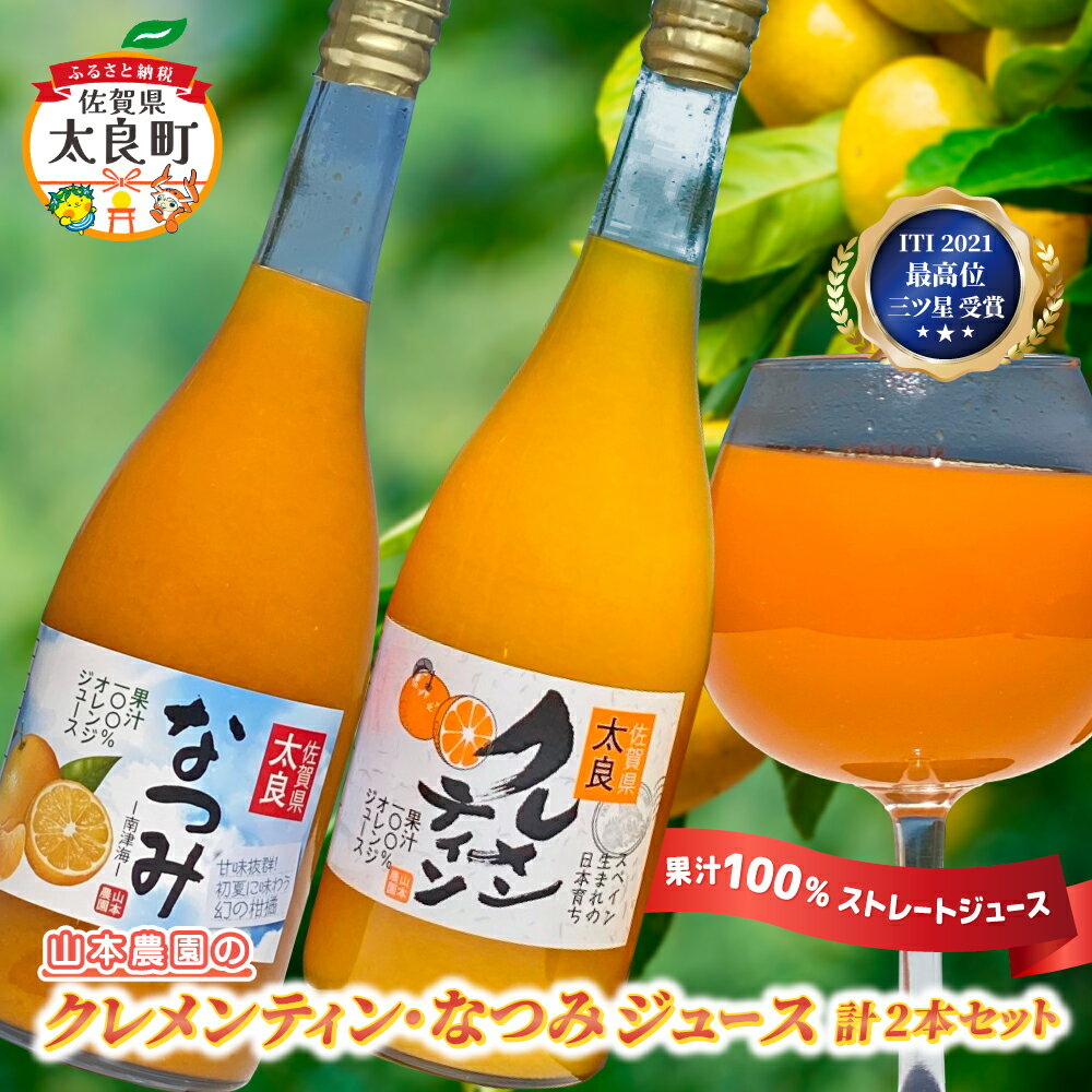 【ふるさと納税】山本農園のクレメンティン・なつみジュース(各1本)2本セット 太良みかん ヨーロッパ生まれ スペイン原産 クレメンティン なつみ ジュース みかんジュース ストレートジュース 温州 ミカン 希少 フルーツ くだもの 果物 ミネラル豊富 太良町 国産 贈答用 OB7