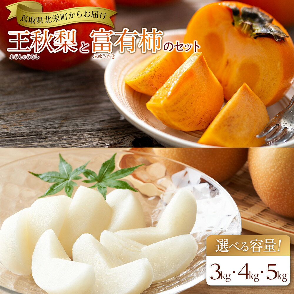 【ふるさと納税】【先行予約】＜選べる容量＞ 柿 梨 富有柿と王秋梨のセット 3kg ～ 5kg　※2026年11月上旬～12月上旬頃に順次発送予定 | 先行予約 梨 なし 柿 カキ フルーツ 産地直送 果物 秋のごちそう くだもの 鳥取県 北栄町 おすすめ 人気 送料無料